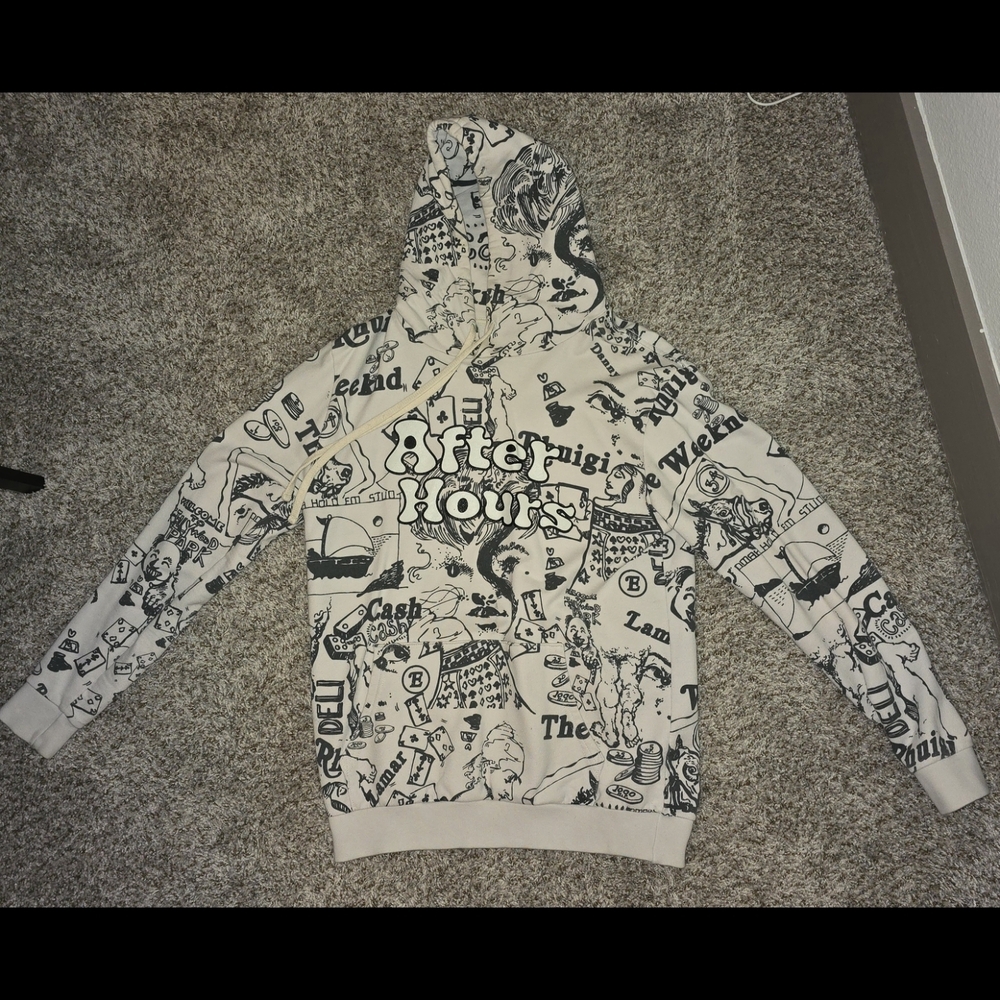 Rhude x XO Cream and Black Graphic Hoodie